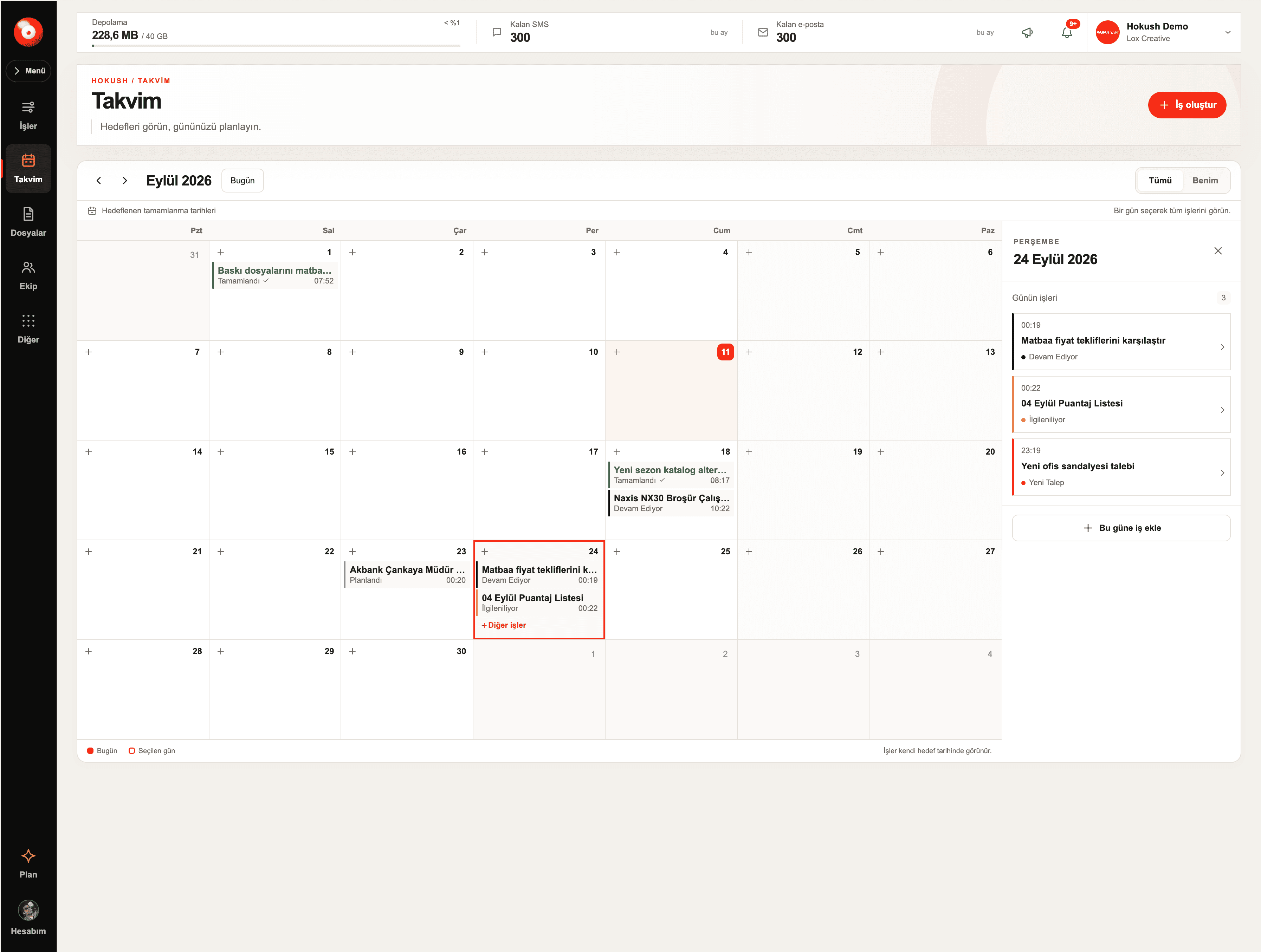 Target dates in the Hokush monthly calendar